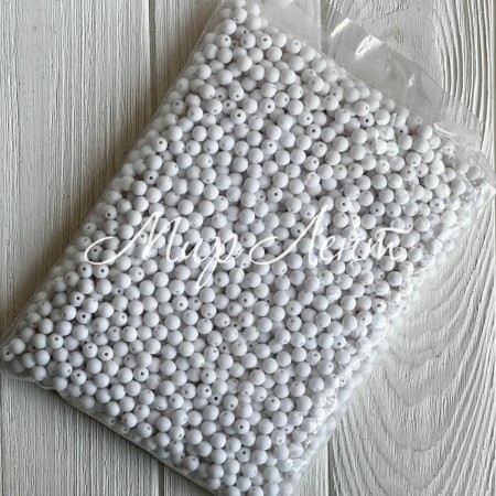 Бусина акрилова матова, 8 мм, біла, упаковка 500 г