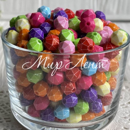Бусина ромбовидна куля, 10 мм, кольоровий мікс, упаковка 500 г