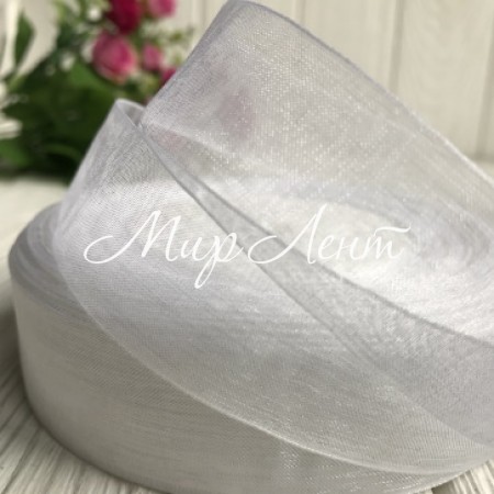 Органза 2 см, белый, рулон 45 м