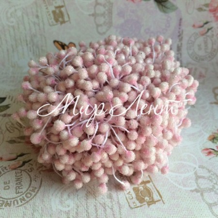 Сахарные тычинки, 4 мм, светло-розовые, пучок 900 шт.