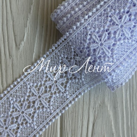 Кружево макраме (D30223), 6 см, белое, рулон 9 м