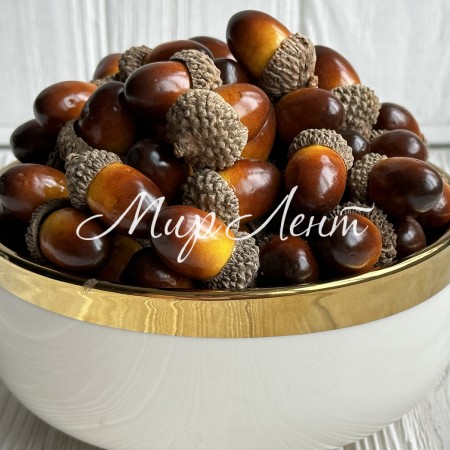 Жолудь, 2,5 см, коричнево-оранжевый, упаковка 50 шт.