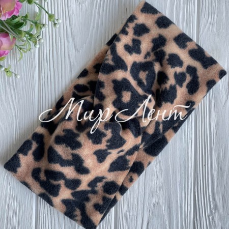 Повязка флисовая леопард, 12х23 см, карамельно-чорная, шт.