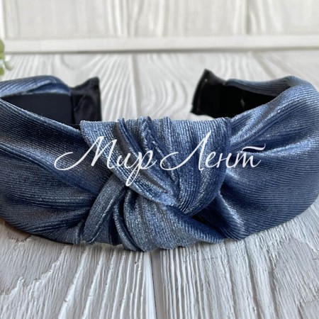 Обруч чалма велюр широкий, 4,5 см, синий, шт.