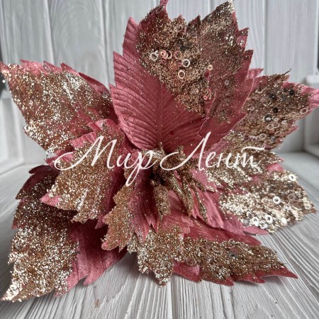 Пуансеттия бархатная (С30267), 30х30 см, пудровая, шт.