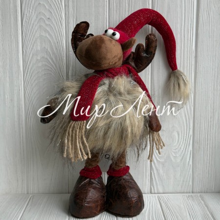 Олень новогодний на ножках (L01178), 21х15х55/75 см, коричнево-красный, шт.