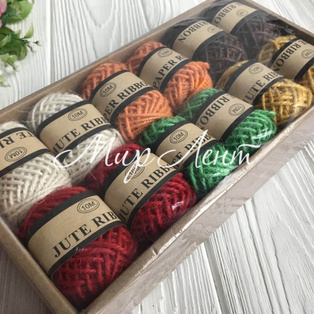 Бечевка (цветной микс), 2 мм, набор из 12 шт.