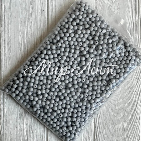 Бусина акриловая матовая, 8 мм, серая, упаковка 500 г