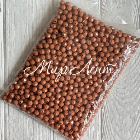 Бусина граненая круглая, 10 мм, капучино, упаковка 500 г