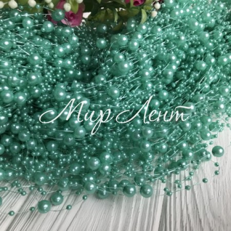 Бусины на леске, 3-8 мм, тиффани, упаковка 40 нитей