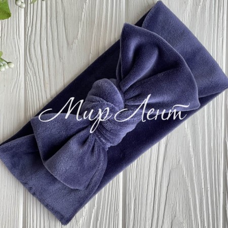 Повязка спорт велюр c бантом, 9,5х23 см, сине-фиолетовый, шт.