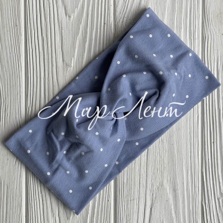 Повязка стрейч кулир, 10х21 см, небесно-голубая в мелкий горох, шт.