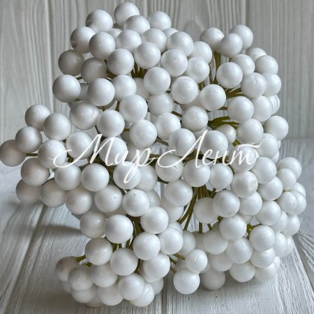 Букет калины глянцевой, 25 см, белый, букет из 6 шт.