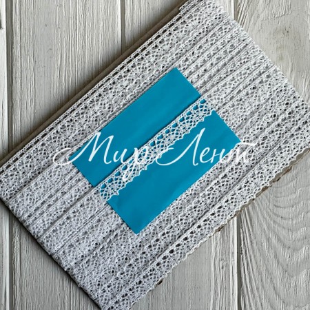 Кружево вязаное (D30086 / А069), 1,3 см, белое, рулон 13 м