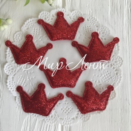 Аппликация/патч, корона (глиттер), 2,2 х 3 см, красный, упаковка 20 шт.