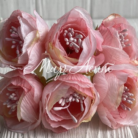 Піон тканинний жатка, 4 см, рожевий, упаковка 30 шт.