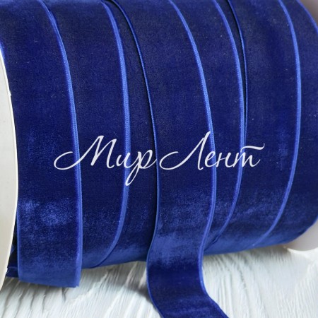 Лента велюр, 2,5 см, кобальтовый, рулон 45 м