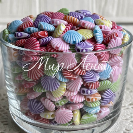 Бусина ракушка, 12х9 мм, цветной микс, упаковка 500 г