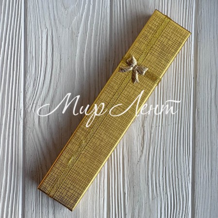 Коробочка для украшений прямоугольная, 21х4,3 см, золото, с парчовой ленточкой, 1 шт.