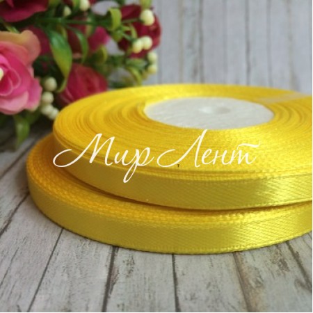 Атлас 0,6 см, желтый, рулон 33 м