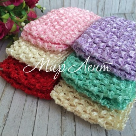 Повязка ажурная плотная, 7 см, набор из 12 шт., мятно-молочный