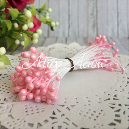 Тычинки маленькие, 2 мм, светло-розовые, пучок 1800 шт.