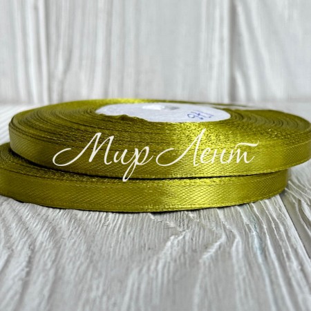 Атлас 0,6 см, ярко-оливковый, рулон 33 м