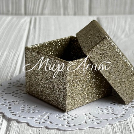 Коробочка для украшений квадратная, 5х5х3,8 см, золото, упаковка 24 шт.