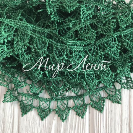 Кружево макраме "Софи", 1,8 см, зеленое, рулон 9 м