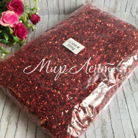 Присыпка дождик, красный, упаковка 200 грам