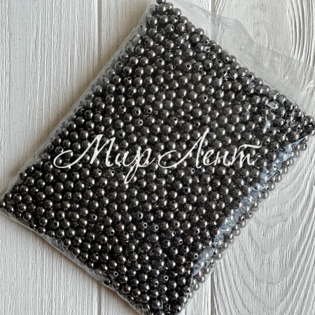 Бусины гальваника, 8 мм, черный, упаковка 500 грамм