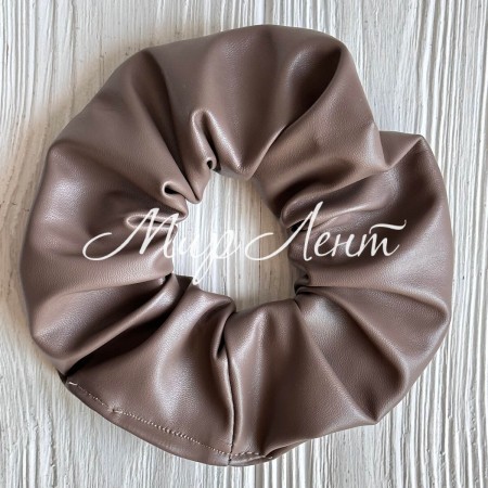 Скранч экокожа, 12 см, кофейный, шт.