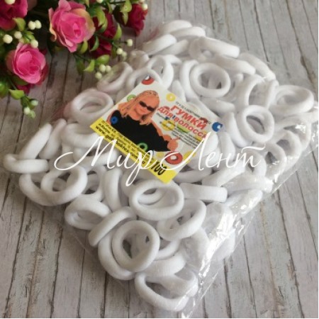 Гумка Калуш (велюрчік), 2,7 см, білий, упаковка 100 шт.