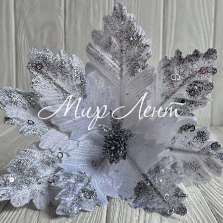 Пуансеттия бархатная (С30266), 30х30 см, белая, шт.