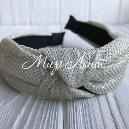 Обруч чалма блеск, 3 см, молочный, шт.