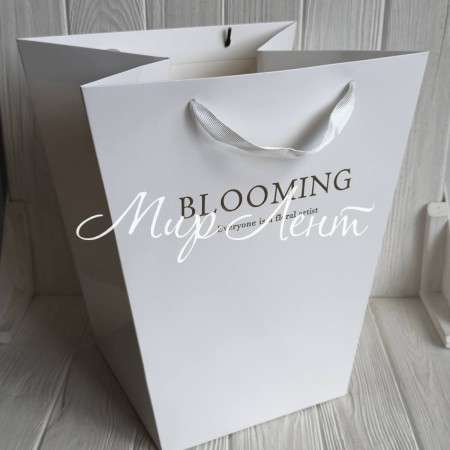 Пакети-переноски трапеція «Blooming» (J01373), 30х20х34 см, білий з білим, упаковка 10 шт.