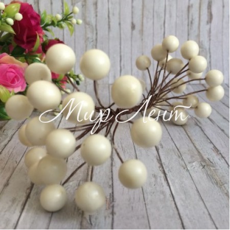 Калина глянцевая, 12 мм, белая, упаковка 400 шт.