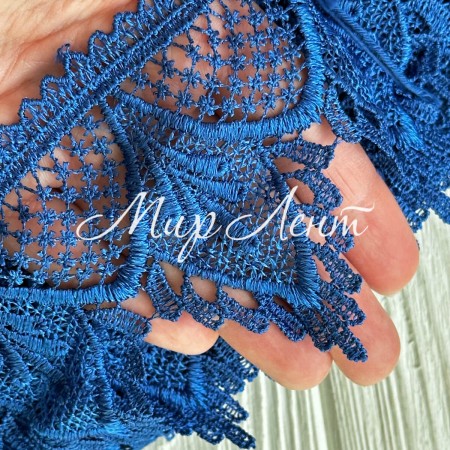 Кружево макраме широкое (KMS-7), 8,5 см, темно-синее, рулон 14 метров