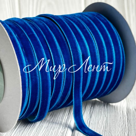Стрічка велюр, 0,6 см, темно-синій, рулон 45 м