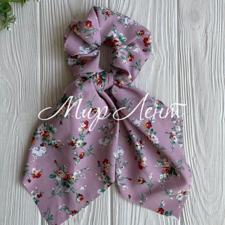 Резинка Твилли жатка пионы, 27 cм, розово-пудровый, шт.