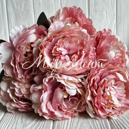 Букет пионов, 51 см, пудровый, шт.