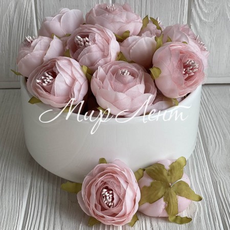 Шифоновый пион, 5,5х3,5 см, светло-розовый, упаковка 20 шт.