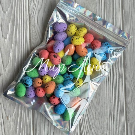 Пасхальные яйца (L00719), 1,8х2,5 см, цветные с черным, упаковка 50 шт.