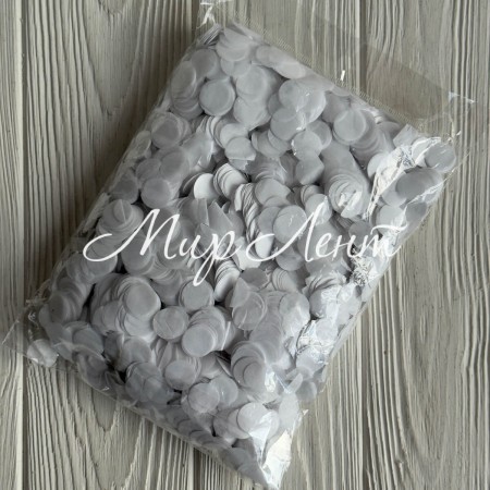 Наповнювач конфеті (кружечки), 12 мм, білий, упаковка 100 г 