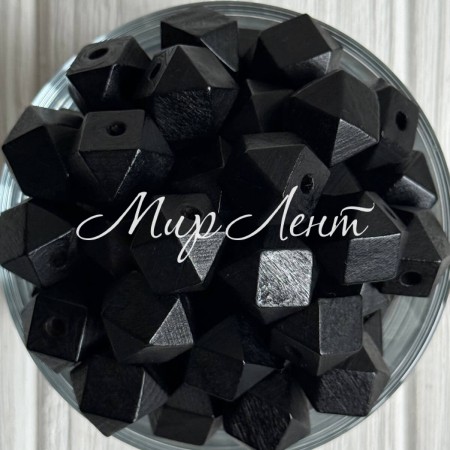 Деревянные бусины куб, 14 мм, черные, упаковка 500 г