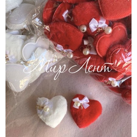 Аппликация сердечко (мех), 5х5,5 см, белый, упаковка 10 шт.