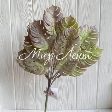 Гілка монстери (С30547), 36 см, світло-зелено-фіолетова, шт.