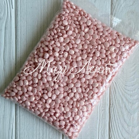 Бусина акриловая перламутровая граненый овал (С11831), 10х8,5 мм, светло-розовая, упаковка 500 г