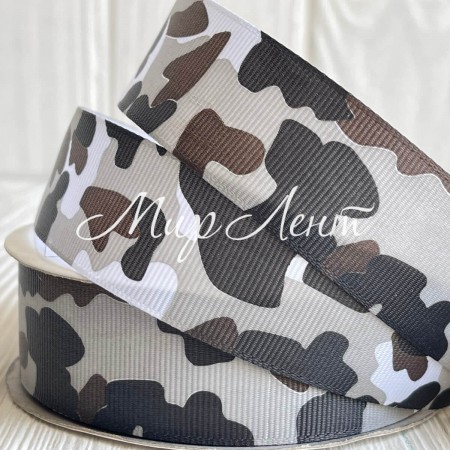 Репс 2,5 см, камуфляж, серый, рулон 23 м