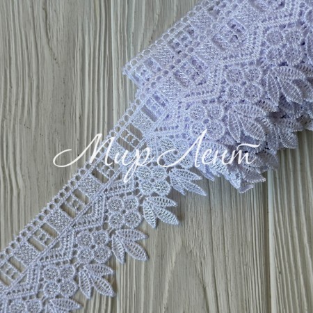 Кружево макраме (D30206), 6 см, белое, рулон 9 м